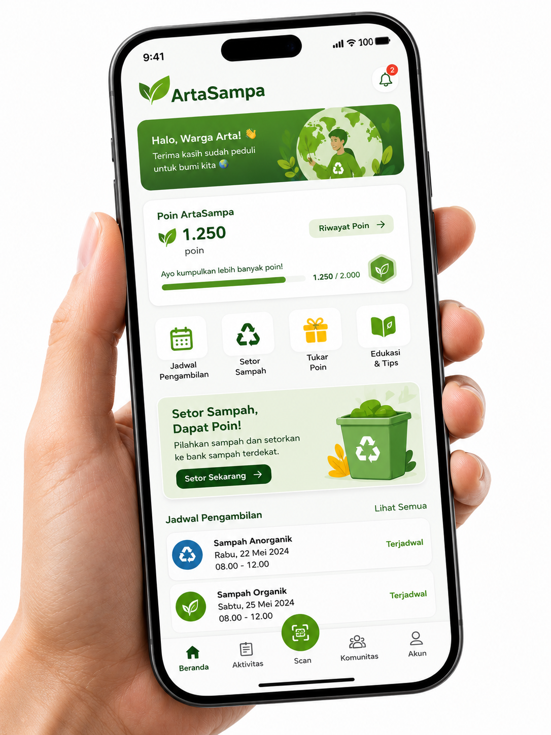 Tampilan aplikasi di smartphone